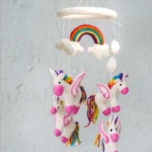 Unicorn Rainbow Crib Mobile for Nursery Decor - Natural Wool Felt Baby Gift